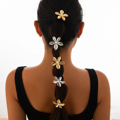 Women'S Basic Flower Imitation Pearl Alloy Hair Tie