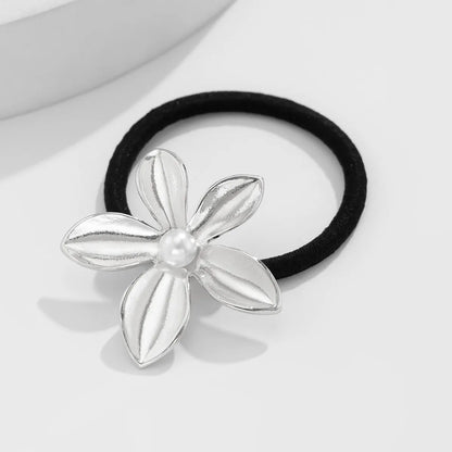 Women'S Basic Flower Imitation Pearl Alloy Hair Tie