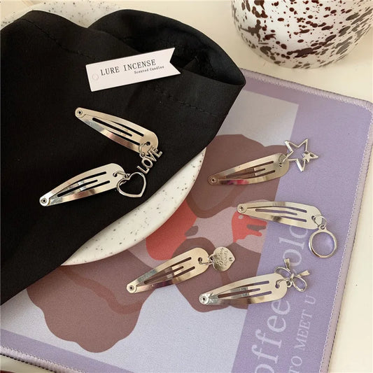 Women'S Basic Simple Style Commute Letter Star Bow Knot Metal Hair Clip