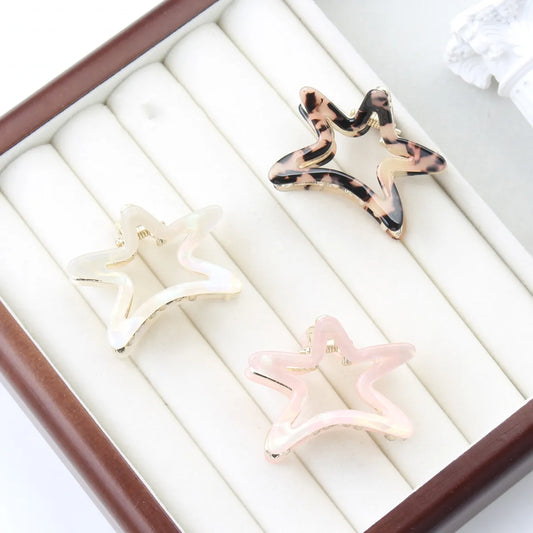 Women'S Basic Star Alloy Acetic Acid Sheets Hollow Out Hair Clip