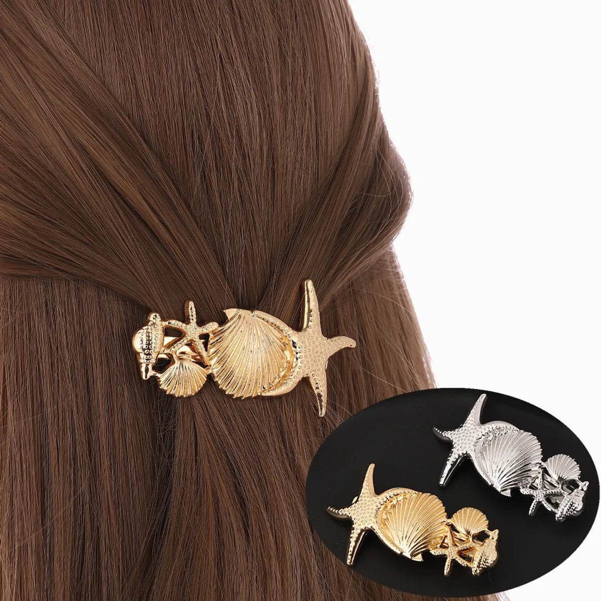 Women'S Beach Starfish Conch Shell Alloy Plating Hair Clip