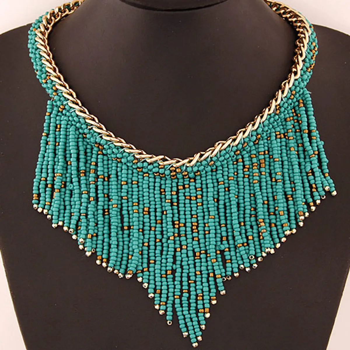 Women's Bohemian Geometric Tassel Beaded Alloy Necklace Beads Necklaces