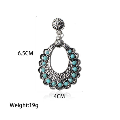 Women's Bohemian Water Drop Synthetic Resin Alloy Turquoise Earrings Inlay Drop Earrings