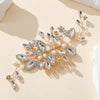 Women'S Bridal Shiny Leaf Flower Copper Plating Inlay Artificial Pearls Rhinestones Insert Comb