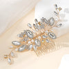 Women'S Bridal Shiny Leaf Flower Copper Plating Inlay Artificial Pearls Rhinestones Insert Comb