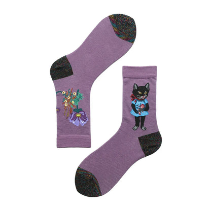 Women'S Cartoon Style Animal Color Block Cotton Ankle Socks