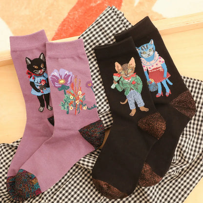 Women'S Cartoon Style Animal Color Block Cotton Ankle Socks