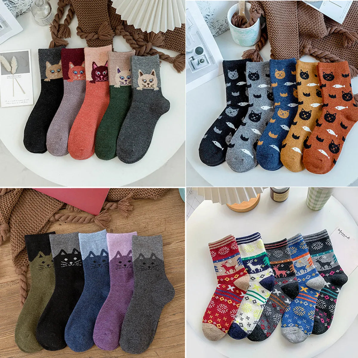 Women'S Cartoon Style Animal Color Block Cotton Blend Polyester Crew Socks 1 Pair