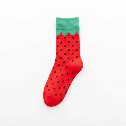 Women'S Cartoon Style Animal Fruit Cotton Crew Socks A Pair