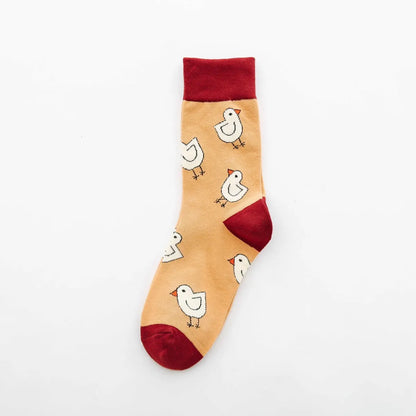 Women'S Cartoon Style Animal Fruit Cotton Crew Socks A Pair