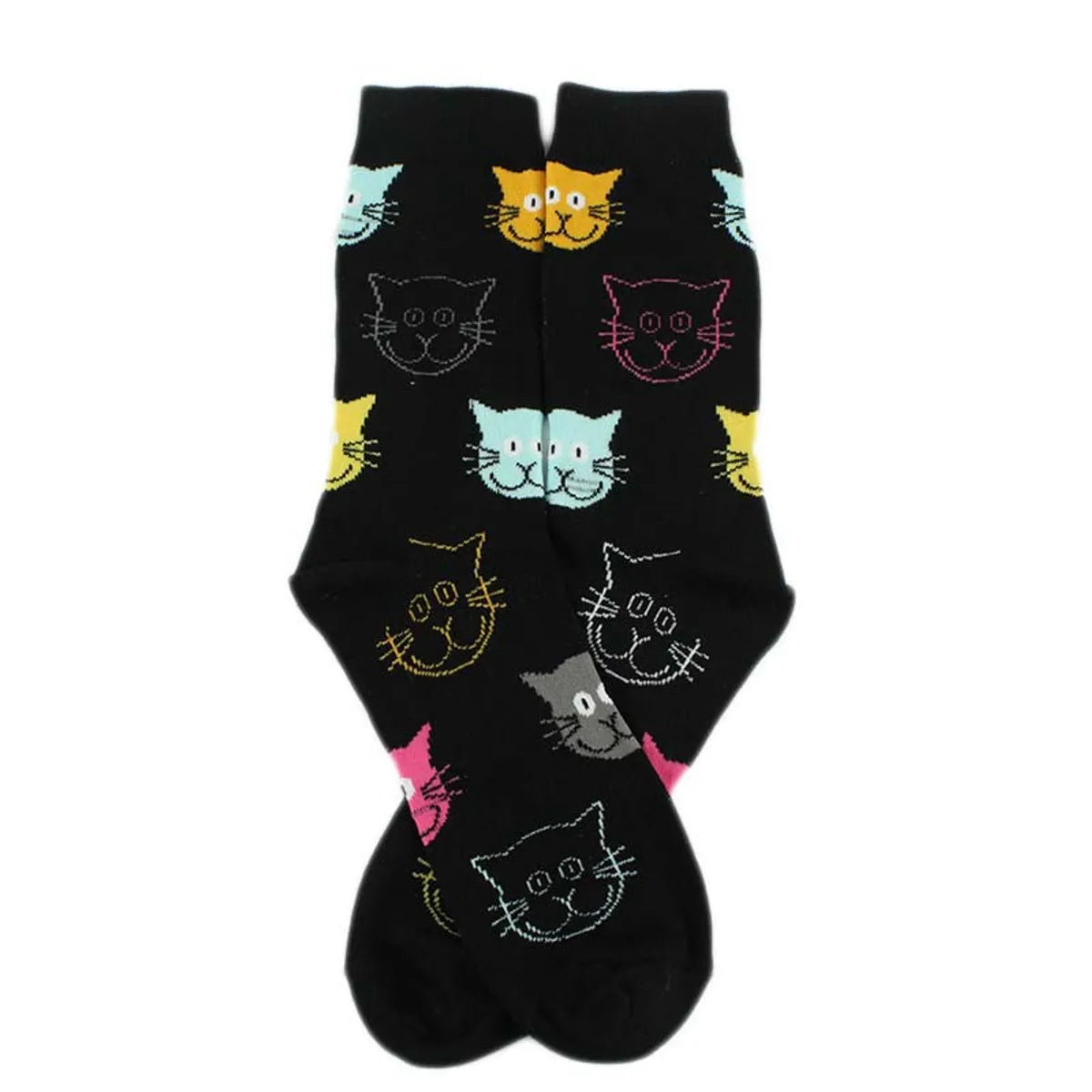 Women'S Cartoon Style Cat Cotton Crew Socks A Pair