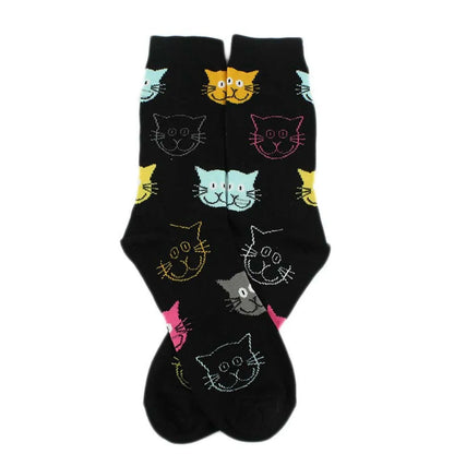 Women'S Cartoon Style Cat Cotton Crew Socks A Pair