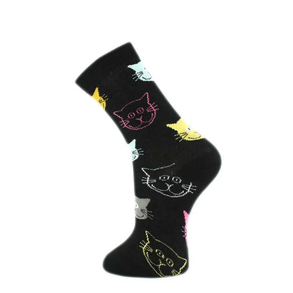 Women'S Cartoon Style Cat Cotton Crew Socks A Pair