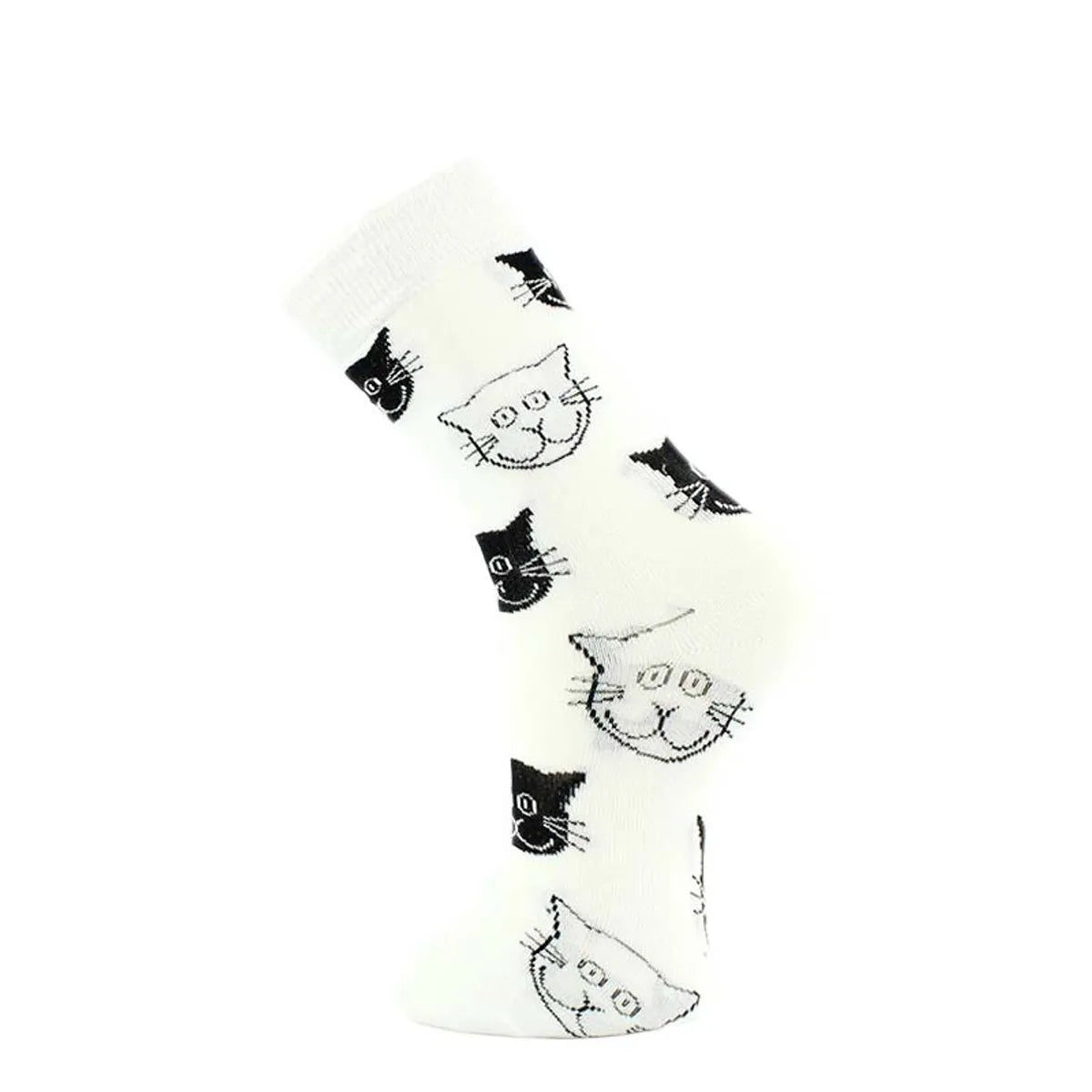 Women'S Cartoon Style Cat Cotton Crew Socks A Pair