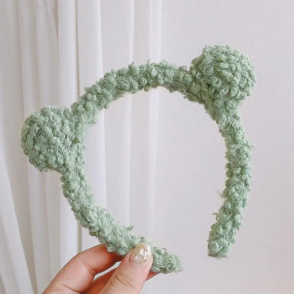 Women'S Cartoon Style Cute Bear Flower Antlers Plush Handmade Hair Band