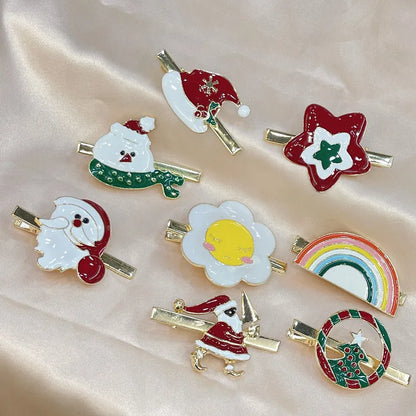 Women'S Cartoon Style Cute Christmas Hat Christmas Tree Santa Claus Metal Hair Clip