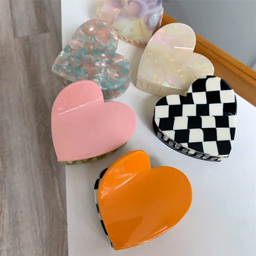 Women'S Cartoon Style Heart Shape Acetic Acid Sheets Hair Claws