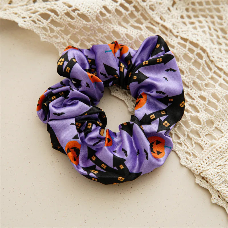 Women'S Cartoon Style Printing Cloth Satin Large Intestine Hair Ring Hair Tie