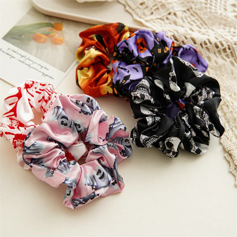 Women'S Cartoon Style Printing Cloth Satin Large Intestine Hair Ring Hair Tie