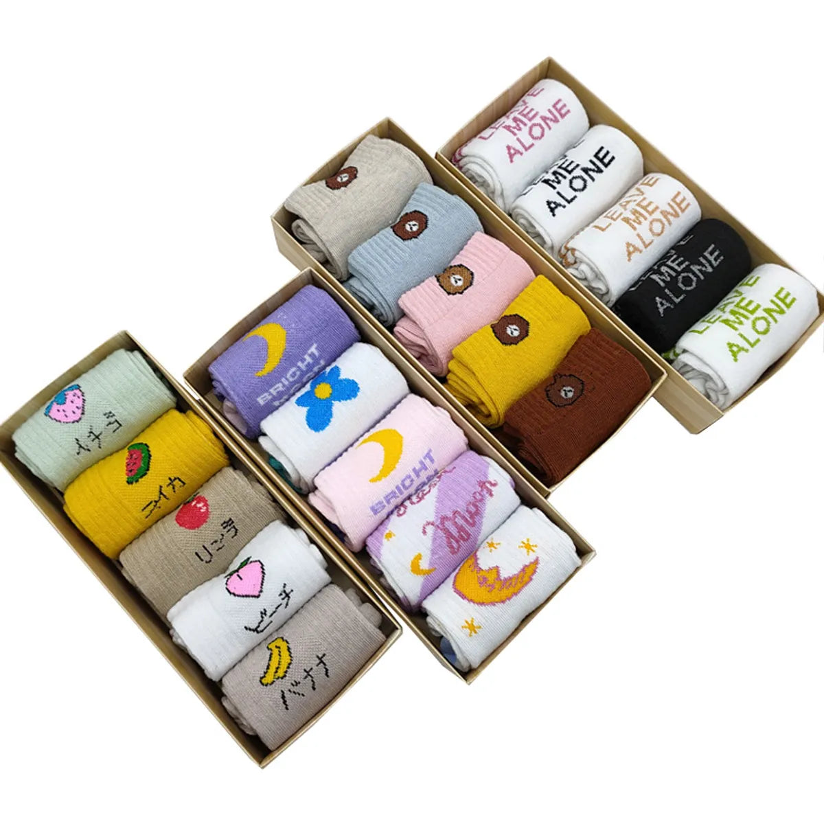 Women'S Casual Cartoon Acetate Fibre Nylon Polyester Cotton Jacquard Crew Socks 1 Set