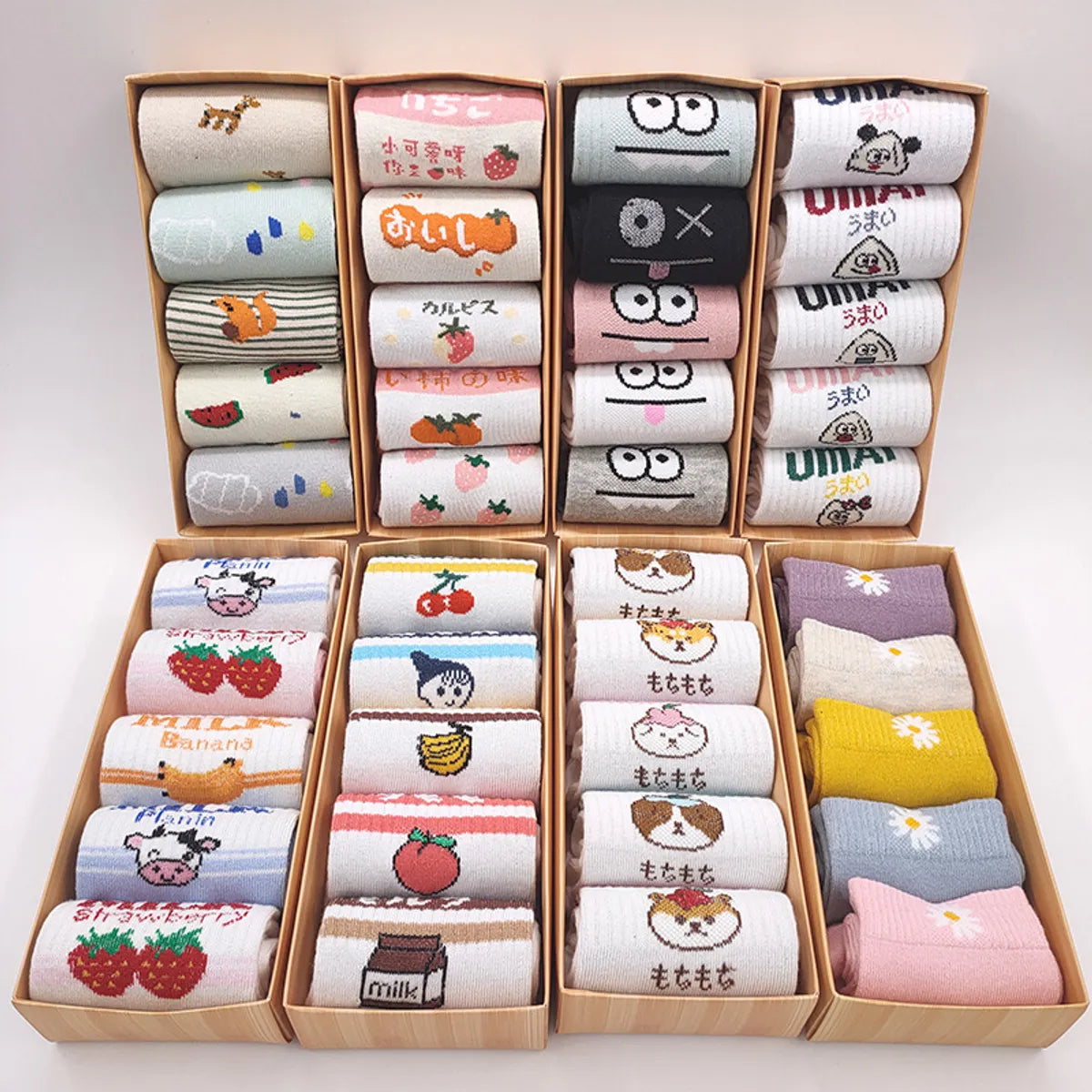 Women'S Casual Cartoon Acetate Fibre Nylon Polyester Cotton Jacquard Crew Socks 1 Set