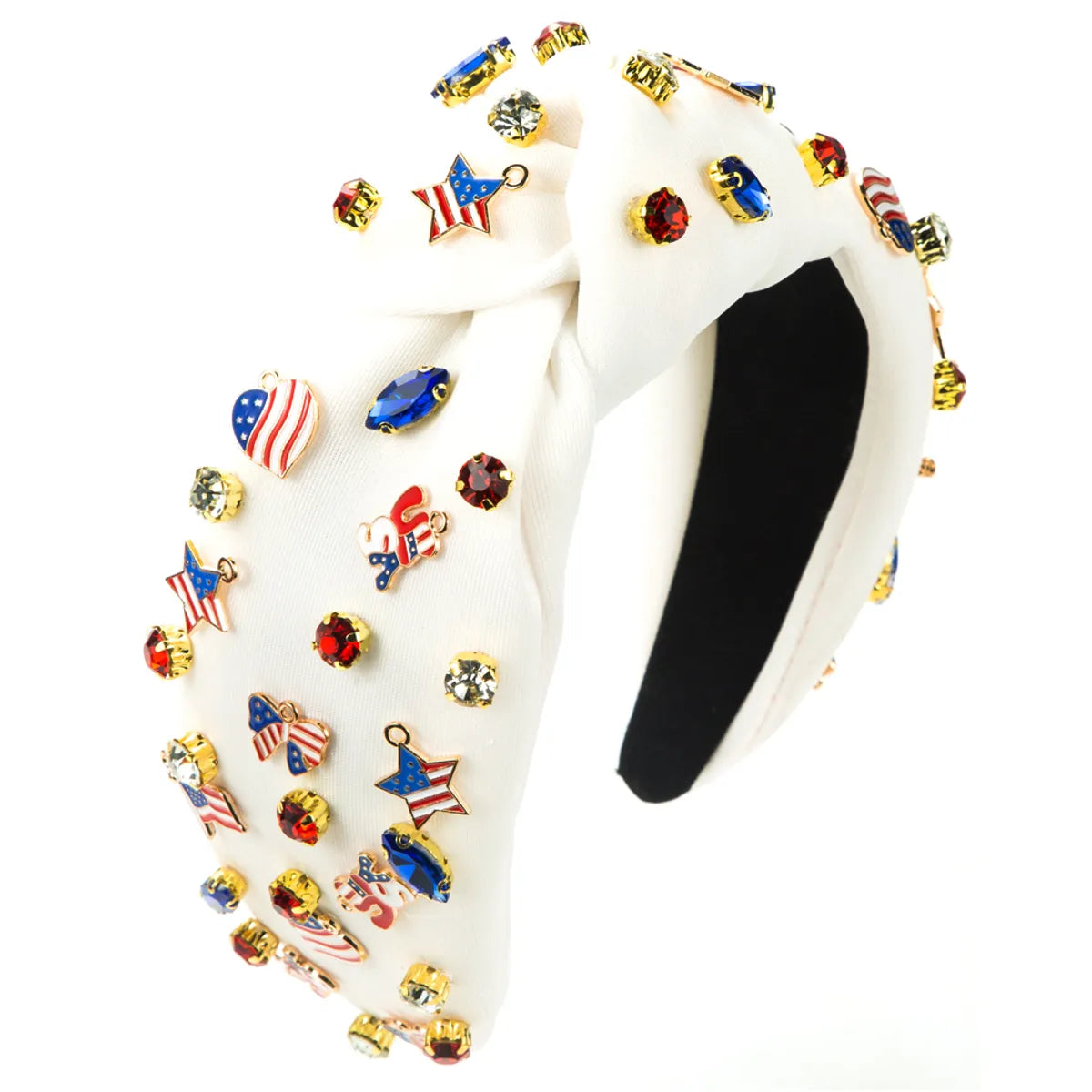 Women'S Casual Classic Style Star Knot American Flag Alloy Cloth Inlay Rhinestones Glass Hair Band