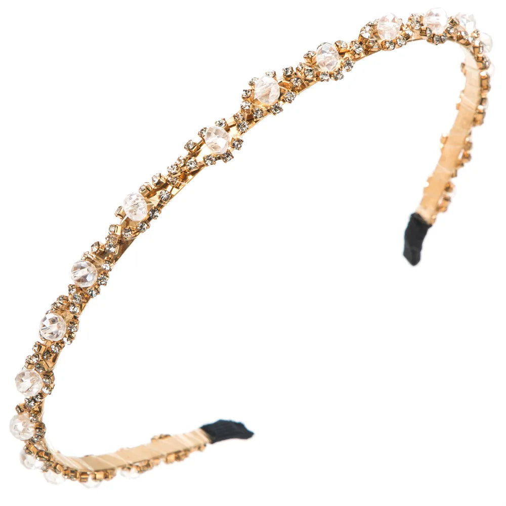 Women'S Casual Color Block Artificial Crystal Alloy Plating Inlay Crystal Hair Band