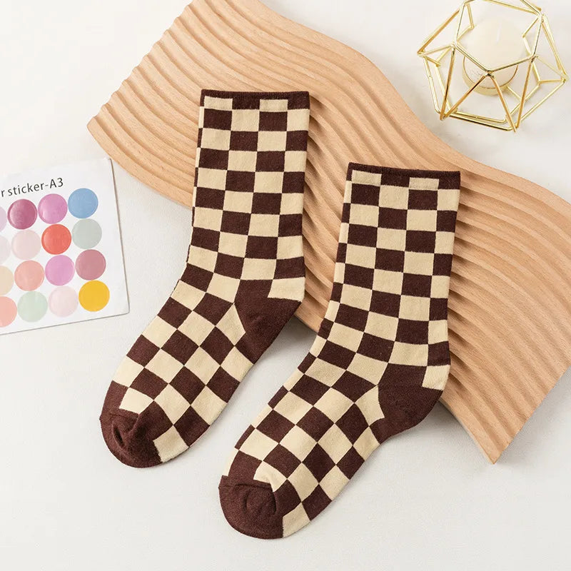 Women'S Casual Color Block Plaid Polyester Ankle Socks A Pair