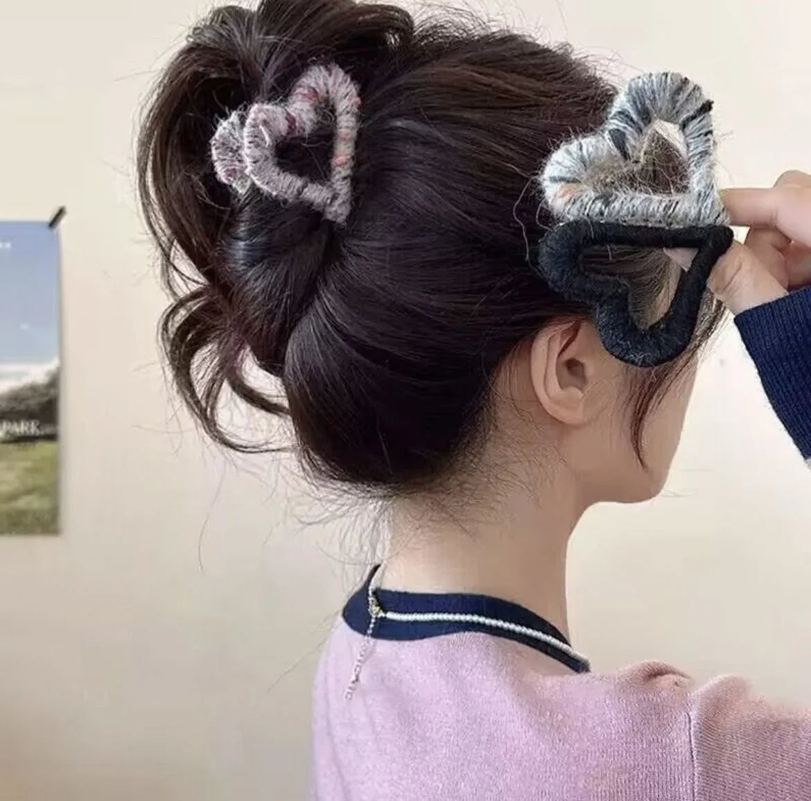 Women'S Casual Cute Heart Shape Yarn Handmade Hair Claws