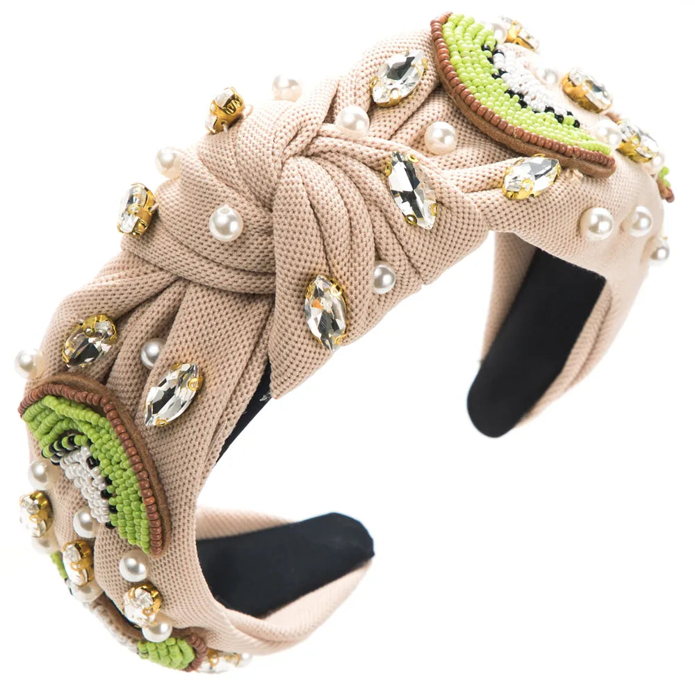 Women'S Casual Cute Sweet Letter Cloth Inlay Rhinestones Pearl Hair Band