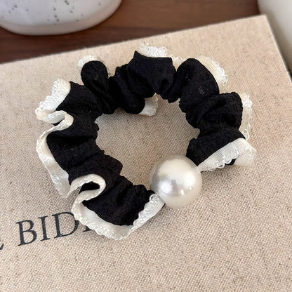 Women'S Casual Elegant Polka Dots Resin Pearl Net Yarn Hair Tie