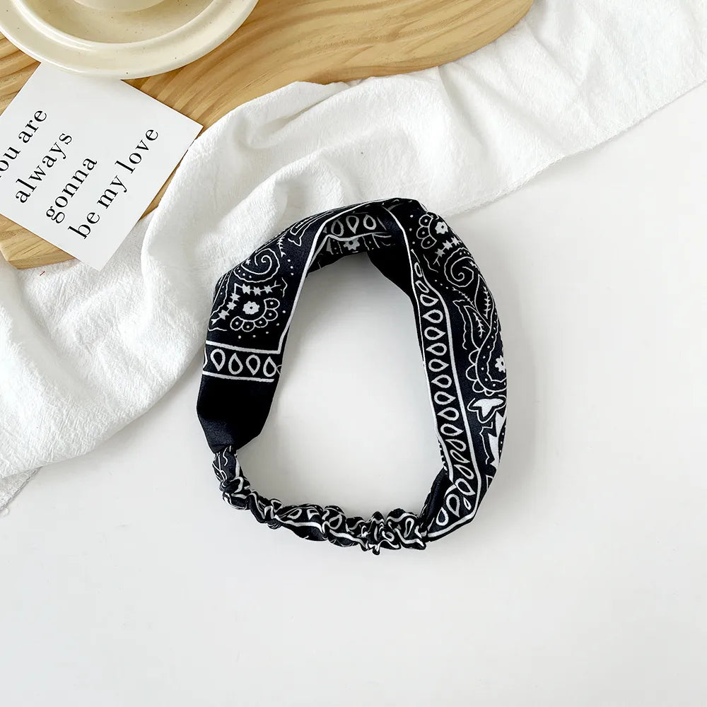 Women'S Casual Hip-Hop Vintage Style Printing Cotton Hair Band