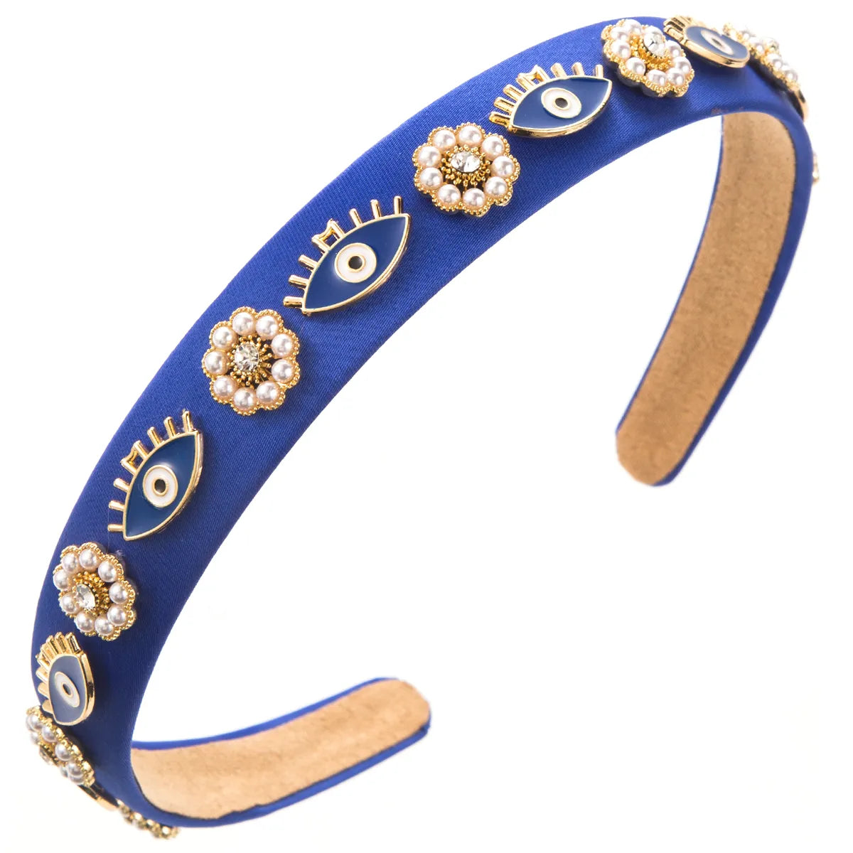 Women'S Casual Modern Style Classic Style Devil'S Eye Alloy Cloth Inlay Rhinestones Hair Band