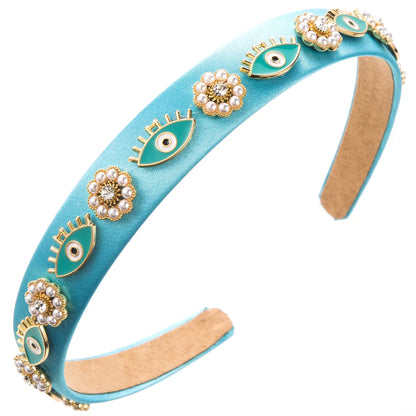 Women'S Casual Modern Style Classic Style Devil'S Eye Alloy Cloth Inlay Rhinestones Hair Band