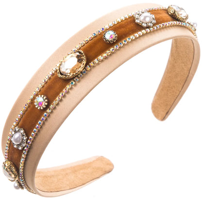 Women'S Casual Modern Style Classic Style Geometric Alloy Cloth Inlay Artificial Pearls Rhinestones Hair Band