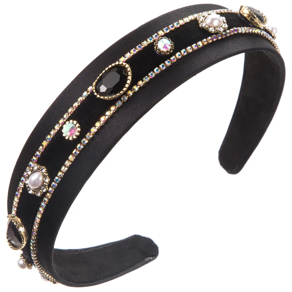 Women'S Casual Modern Style Classic Style Geometric Alloy Cloth Inlay Artificial Pearls Rhinestones Hair Band