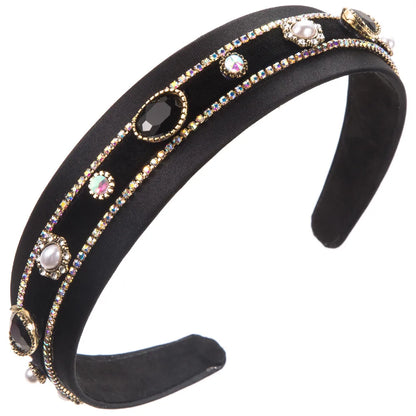 Women'S Casual Modern Style Classic Style Geometric Alloy Cloth Inlay Artificial Pearls Rhinestones Hair Band