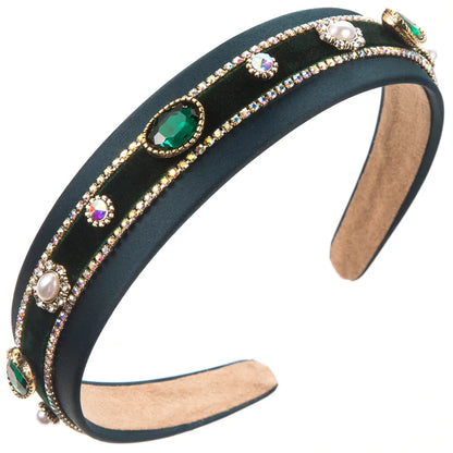 Women'S Casual Modern Style Classic Style Geometric Alloy Cloth Inlay Artificial Pearls Rhinestones Hair Band