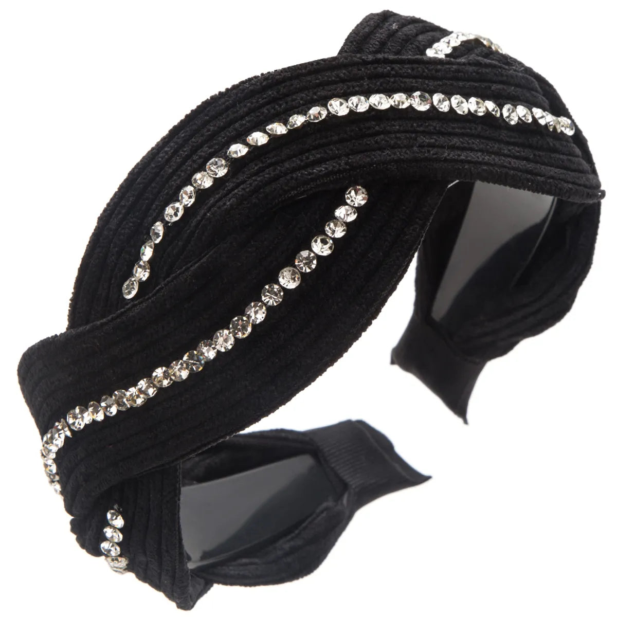 Women'S Casual Modern Style Color Block Cloth Criss Cross Inlay Rhinestones Hair Band