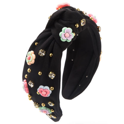 Women'S Casual Modern Style Flower Cloth Inlay Rhinestones Hair Band