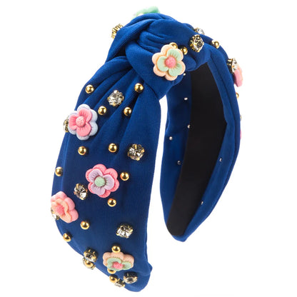 Women'S Casual Modern Style Flower Cloth Inlay Rhinestones Hair Band