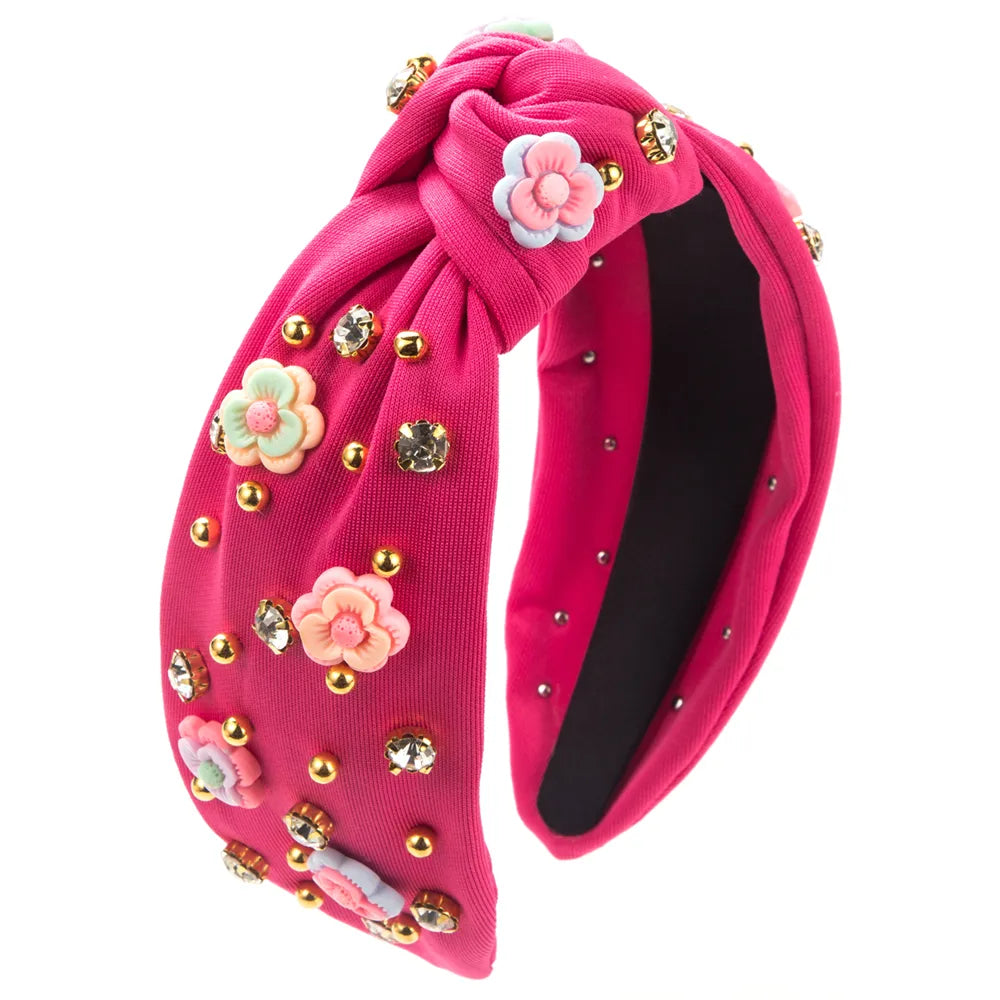 Women'S Casual Modern Style Flower Cloth Inlay Rhinestones Hair Band