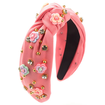 Women'S Casual Modern Style Flower Cloth Inlay Rhinestones Hair Band