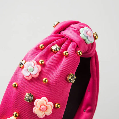 Women'S Casual Modern Style Flower Cloth Inlay Rhinestones Hair Band