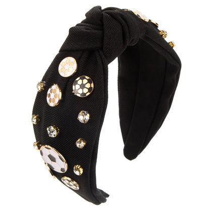 Women'S Casual Simple Style Basketball Football Cloth Inlay Rhinestones Hair Band