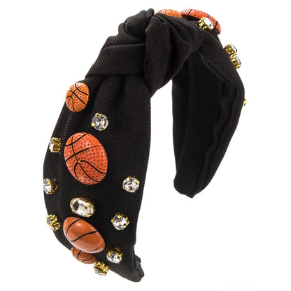 Women'S Casual Simple Style Basketball Football Cloth Inlay Rhinestones Hair Band