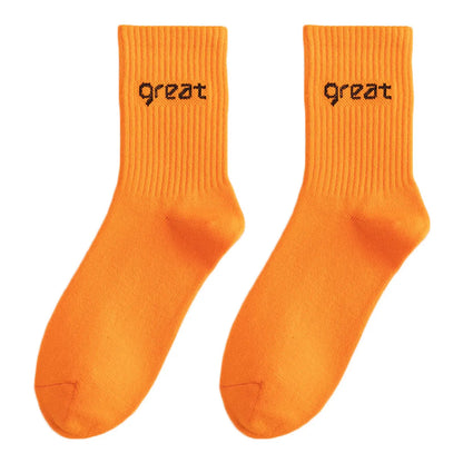 Women'S Casual Simple Style Letter Cotton Crew Socks A Pair