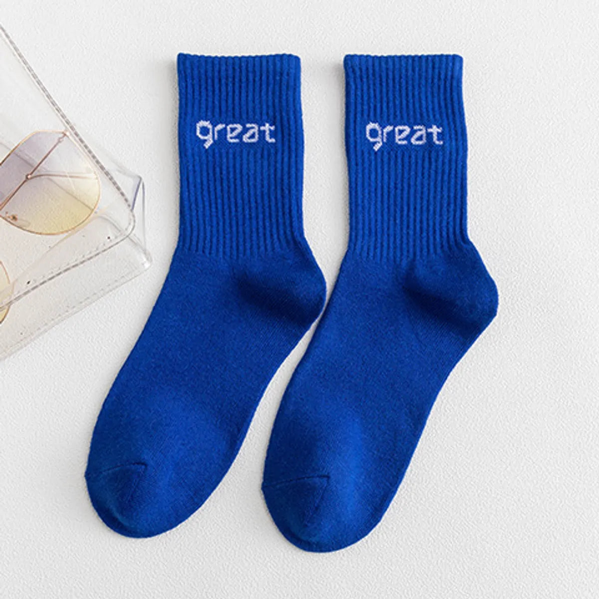 Women'S Casual Simple Style Letter Cotton Crew Socks A Pair