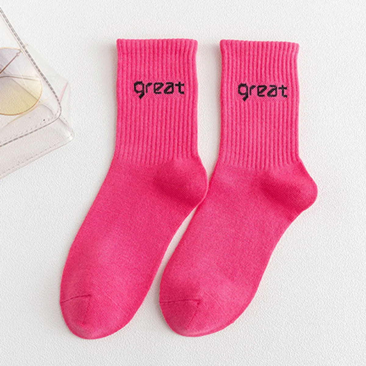 Women'S Casual Simple Style Letter Cotton Crew Socks A Pair