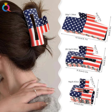 Women'S Casual Simple Style National Flag Arylic Hollow Out Hair Claws